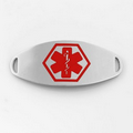 Red Medical Symbol 1 1/2 Inch Stainless Steel Oval ID Tag